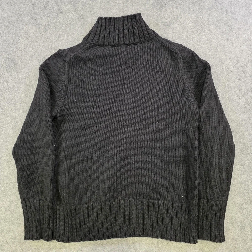 J Crew Sweater Womens XS Black Cotton Turtleneck Knit Pullover Raglan‎ Warm